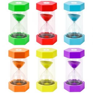 Qintora Minuteur Sablier 6 Couleurs,Sablier pour Enfant,Colore kit en Transparent,1/3/5/10/15/30 Min - Minuteur,pour Brossage de Dents Douche Enfants Jouet Cadeaux Cuisine Bureau A Domicile Deco (EL Group, neuf)