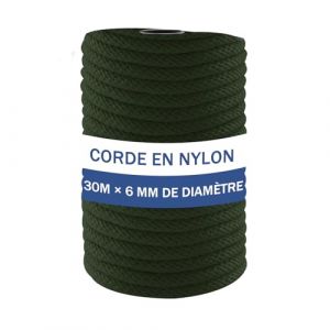 NQ Corde en Nylon 30M x 6MM de Diam&egrave;tre, 100FT Cordeau en Nylon pour Ext&eacute;rieur, Camping et Randonn&eacute;e, Corde Robuste pour DIY, &Eacute;tendoir Et Suspension(Verte) (NQ Display UK, neuf)