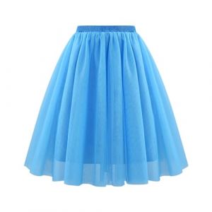 NaLatia Jupe en Tulle Femme Jupes Longue Tulle Midi Jupe Taille Haute Pliss&eacute; Elastique Taille Jupe Tutu Bouffante Adulte Jupon Long Mariage Jupes Tulles Deguisement Tutu de Danse (GUnakd, neuf)
