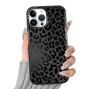 Yirlbey L&eacute;opard Coque pour iPhone 14 Pro Max, Aesthetic Vache Motif &Eacute;tui Vache Design Housse pour Filles, Transparente Silicone Cover Antichoc Anti-Rayures Case pour iPhone 14Pro Max 6,7", Noir (XUPINBO, neuf)