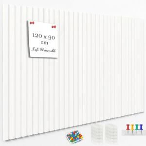 Acidea Grand Tableau en Li&egrave;ge Mural, 120 x90cm, 12pcs Blanc Haute Densit&eacute; tableau d'affichage d&eacute;coratif en feutre avec ruban adh&eacute;sif, 50 Punaises, Panneau Liege Mural Affichage Photo Vision Board (Acidea Official, neuf)