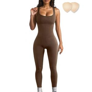Merlvida Combinaison Femme Sport Sans Couture Jumpsuit Fitness Ajusté et Élastique Skinny Une Pièce Tenue Sportive Sexy Gym Survêtement Pour Sports Yoga Jogging (Merlvida Direct, neuf)