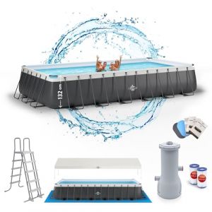 Dardaruga Piscine Tubolaire Hors Sol 732 x 366 x 132 cm + Pompe Filtre économie d'énergie + 2 Cartouches Filtres, Modèle Samoa, Brand et Assistance Italienne, Matériaux Premiers, Liner Multi-Couches (PERFECT PRICE, neuf)