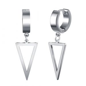 Yumilok Hommes Boucles d'oreilles en Acier Inoxydable: Hip Hop Bagues d'oreilles avec Pendentif de Triangle - Pendante d'oreille G&eacute;om&eacute;trique Tendance - Bijoux Fantaisie Adolescent D&eacute;coration (Yumilok, neuf)