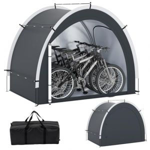 GOPLUS Abri Velo, Abri de Jardin Ext&eacute;rieure pour 4-5 V&eacute;los, Motos, Outils, avec Portes &agrave; Fermetures &Eacute;clair Enroulables, Cabane Rangement pour Jardin, Garage, 218 x 153 x 182 CM (Augenstern24, neuf)