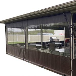 AWSAD Rideau Imperméable Extérieur, Bâche en Plastique Transparent, avec Perforé Panneau de Rideau，pour Pergola, Terrasse, Rideaux Latéraux de La Tente (Color : Gray, Size : 3X4m) (EuoYa, neuf)