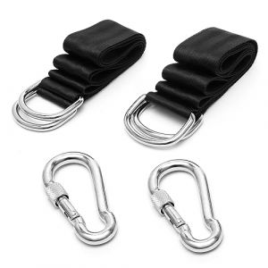 FL HUA 2 Pièce Sangle pour Balancoire Arbre avec Mousqueton, kit de Suspension pour Balançoire, Sangles et Pinces pour Balançoire Hamac Siège (HUAKAIY, neuf)