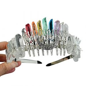 JOERBABU Serre-tête pour couronnes en cristal avec lune - Accessoire de déguisement pour mariage, bal de fin d'année (jiushuang, neuf)