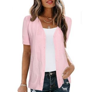 Totatuit Boléro Femme avec boutons Chic et Élégant Haut Court Manches Robe Veste Gilet Veste Festive Femme Traditionnel Court Cardigan pour Mariage Top et Haut de Veste Robe Tenues Rose，XXL (GRJ-EU, neuf)