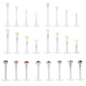 24Pcs Piercing Labret Levre Bouche en Plastique Bioflex Transparent pour Nez, Medusa, Madonna, Tragus, Helix, Oreille, Barres Tige 6mm 8mm 10mm 12mm 16G, piercing transparent Hypoallerg&eacute;nique (BangShengMingChen, neuf)