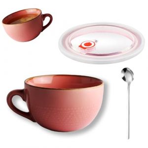 DBAATTZ Grande Tasse &agrave; Caf&eacute;, 700ml Grande Tasse &agrave; Soupe en C&eacute;ramique, R&eacute;utilisation grande Tasse &agrave; Th&eacute;, Bols de Salade, Bols &agrave; caf&eacute; avec Anse, Tasse &agrave; Cappuccino, pour le Caf&eacute;, Avoine(Rose) (Albog Trading, neuf)