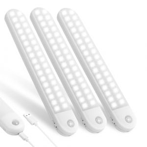 Vicloon Lumière de Placard,3pcs Lampe Placard,Lampes 72 LED,Sans Fil, Rechargeable par USB, Aimanté, Détecteur de Mouvement, Baladeuse de Secours, Veilleuse Enfant[Classe (3pcs 72LED) (Vicloon®-FR, neuf)