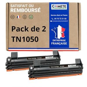 COMETE, Marque française - TN1050 - 2 Cartouches Toners Compatibles avec Brother TN1050 - pour Brother MFC-1910w MFC-1810 DCP-1810w DCP-1212w DCP-1112w HL-1210w H -1112w (2 Noir) (comete consommable, neuf)