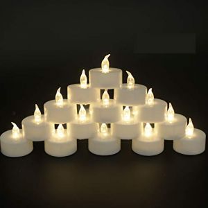Lot de 200 bougies chauffe-plat à piles – Bougies chauffe-plat LED réalistes lumineuses vacillantes sans flamme pour festival et célébration Blanc chaud Alimenté par piles (lot de 100 x 2) (MY Prince, neuf)