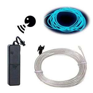 Fil électroluminescent, contrôle du son, lumière constante, flash 2.7 m, fil néon lumineux stroboscopique, fil électroluminescent, Halloween, décoration DIY (bleu glacier) (shenzhen changxinde science&technology co.,ltd., neuf)