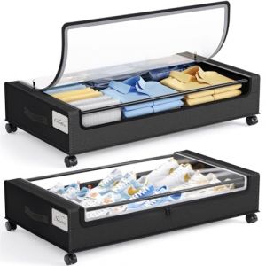Memypers Bo&icirc;te de rangement sous le lit, avec roulettes, bo&icirc;te de rangement pour v&ecirc;tements, rangement de v&ecirc;tements, pliable, installation facile, grande capacit&eacute;, changement de, couette, couverture (snowbody, neuf)