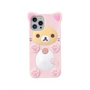 HYHMXB Coque de téléphone 3D mignonne kawaii compatible avec iPhone 16 6,1" - Motif ours rose de dessin animé - Coque de protection en silicone TPU souple pour filles, femmes, enfants - Rose (MEIJIE MALL, neuf)