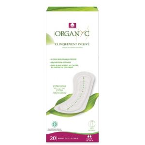 Organyc Protège-Slip Plat en Coton 100% Bio Certifié – Serviette Hygiénique Quotidienne, Sans Pâte de Bois, Parfum, SAP ni Produits Chimiques – Flux Abondant, 20 Unités (greenist-de, neuf)