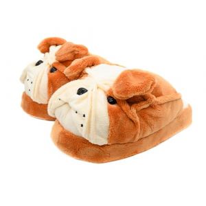 Onmygogo Chaussons fantaisie en peluche animaux pour femmes, chaussons d'int&eacute;rieur d'hiver pour femmes et hommes, Bulldog, 38/42 EU (Onmygogo, neuf)