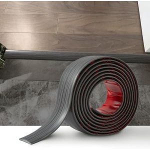 1.2M Bande de Seuil Barre de Seuil Auto-adh&eacute;sive PVC Barres de Transition de Seuil Bande de Transition Sol pour Les Espaces Entre les Carreaux, les Sols en Bois, 4cm Grain de Bois Gris Fonc&eacute; (ZYDZ-eu, neuf)