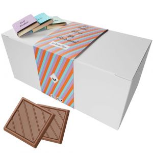 Coffret de Chocolats - Boîte de 70 Carrés de Chocolat au Lait, Praliné, Eclats de Caramel à Déguster ou Offrir - 100% Pur Beurre de Cacao - Fabriqué en France - 350 Gr (Chocolats Personnalisés, neuf)