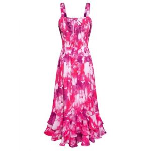 GRACE KARIN Robe longue boh&eacute;mienne pour femme avec imprim&eacute; floral sans manches &agrave; bretelles fines d&eacute;contract&eacute;e Maxi robe de plage pour les vacances, XXL (Zexxxy, neuf)