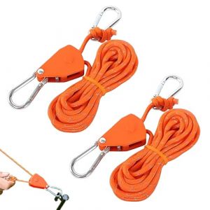 Quesuc 2 Pièces Poulie à Cliquet Corde à Cliquet Réglable, Cordes à Cliquet avec Crochet 4M,4mm Corde De Camping Légère Tendeur de Corde à Cliquet pour Lampe Plantes Tente Randonnée (LUXURY SPENDINGS, neuf)