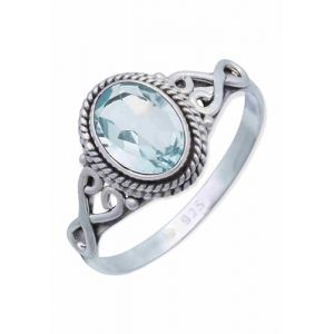 mantraroma Bague femme en argent 925 topaze bleue pierre précieuse bleue insolite ludique (mantraroma UG (haftungsbeschränkt), neuf)