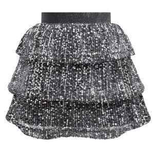 Bezioner Jupe Paillette Fille Jupe Sequin Scintillante Jupe Volant avec Taille &eacute;lastique Jupe Patineuse Tenue de F&ecirc;te Carnaval Noir/Argent&eacute; 140 (Bezioner-shop, neuf)