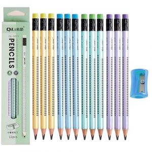 EUZUXU 12 Pi&egrave;ces Crayons &agrave; Papier HB en Bois, Crayon de Papier avec Gomme et Taille-Crayon, Crayons Papier Antid&eacute;rapants, Crayon Graphite pour Examens, l'&Eacute;cole, Bureau (HFNiJieOffice, neuf)