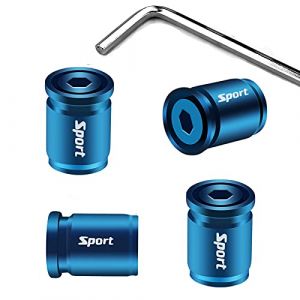 Lot de 4 bouchons de valve antivol universels pour pneus de voiture, moto, vélo (balle/bleu) (PBFONE SOLO, neuf)