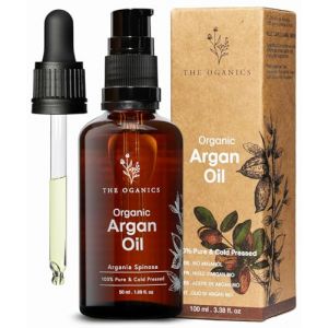 THE OGANICS® Moroccan Argan Oil 50ml – Organic, 100% Pure, Natural & Cold-Pressed – Nourishes and Protects Skin, Hair, Body & Nails – Vegan, Cruelty-Free – Glass Bottle+ Pipette+Pump (THE OGANICS®, neuf)