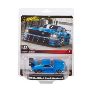 Hot Wheels Premium Ford Mustang, voiture bleue &agrave; l'&eacute;chelle 1:43 avec pneus Real Riders et carrosserie et ch&acirc;ssis en m&eacute;tal, jouet de collection pour adultes et fans, HWT04 (Importtoys_1, neuf)