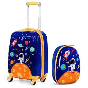 DREAMADE Valise Roulette Enfant 18" et Sac &agrave; Dos 12" avec Poign&eacute;e R&eacute;glable Bagage Cabine Enfant 3+Ans avec Roues Pivotante 360&deg; Bagage &agrave; Main Fille et Gar&ccedil;on Charge 50KG+8KG (Astronaute) (DREAMADE, neuf)
