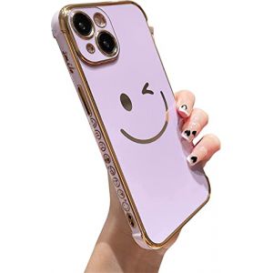 Emlivi Coque de protection compatible avec iPhone 13 Mini, motif mignon smiley pour fille - En silicone TPU souple galvanis&eacute; - Motif mignon c&ocirc;t&eacute; - Anti-chocs - Pour iPhone 13 Mini - Violet (Emlivi, neuf)