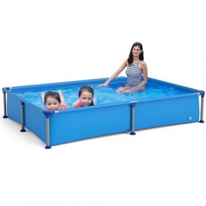 COSTWAY Piscine Hors Sol 2,28 M x 1,59 M x 42 CM, Piscine Tubulaire Rectangulaire pour 2 Enfants 3 Ans+, Capacit&eacute; 1287 L, Cadre M&eacute;tallique, Parois en PVC, Montage Facile, pour Cour Jardin Interieur (FDS GmbH, neuf)