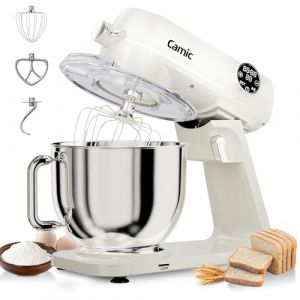 Camic Robot P&acirc;tissier 1800W Tout M&eacute;tal Avec - Bol Inox 8L 10 Vitesses, &Eacute;cran LED Tactile, Minuterie, Batteur &agrave; P&acirc;te Avec Fouet, Crochet P&eacute;trisseur et Batteur Pour la Pr&eacute;paration de G&acirc;teaux et Pains (xiaochuangdianqi, neuf)