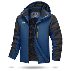 TACVASEN Veste de Randonn&eacute;e Homme Parka Homme Hiver Capuche Amovible Veste Ski Softshell Blouson Hiver Chaud Coupe Vent Travail Chasse Jean Bleu, L (TACVASEN-EU, neuf)