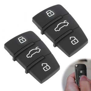 2 Pi&egrave;ces Touche de Cl&eacute; Audi, Touche 3 Boutons A3 pour Audi A2 A3 A4 A6 A6L A8 Q5 Q7 TT S6, Boutons en Silicone de Haute Qualit&eacute;, Convient pour Remplacer Les Boutons de Cl&eacute; de Voiture Vieille (QiShiQuan, neuf)