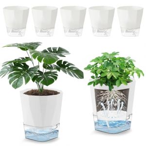 Lot de 6 pots à herbes aromatiques auto-arrosants de 12,5 cm avec système d'irrigation, cache-pot avec réservoir d'eau et corde en coton, pour toutes les plantes d'intérieur, fleurs et herbes (BOJIEDIANZI, neuf)