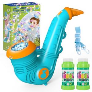 Panamalar Saxophone Machine à Bulles, Jouet Machine à Bulles Automatique pour Enfants 10000+ Bulles par Minute avec 2 Solutions/Lanière Portable pour Mariages Extérieur Fête, Bleu (Blue) (Panamalar EU Store, neuf)