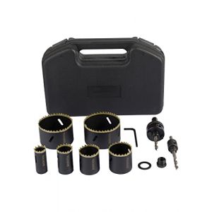 BINOTA Scie Cloche Bi-mMétal M42, Kit 22-73 mm, Pour Métal, Bois, Contreplaqué, PVC, Panneau de Fibres, Plaques de Plâtre, Ensemble 22 29 38 44 67 73mm (Yue Qing Shi Bai Ke Jin Chu Kou You Xian Gong Si, neuf)