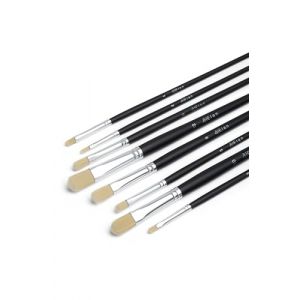 Elan Pinceaux Langue de Chat, Lot 8 Pinceaux Peinture Huile, Poil Synth&eacute;tique Imitation Soie de Porc, Pinceau Langue de Chat, Pinceau Huile Peinture (BG Productions, neuf)