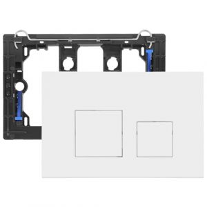 Plaque De Commande Wc,Plaque De Déclenchement,Double Déchargement,Avec Jeu De Tiges D'Échappement Et Cadre De Fixation,Plaque D'Actionneur Compatible Avec Geberit Sigma 01,20,30,50,Up 320,300(blanche) (BOFISH LIMITED, neuf)
