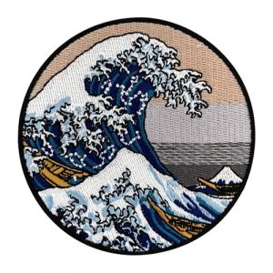 Urbanski Patch The Great Wave off Kanagawa Grande Vague (rond) à thermocoller sur 8,5 x 8,5 cm | Écusson Thermocollant, Transferts Thermocollant, Appliqués à coudre (urbanski, neuf)