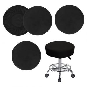 JOYOLA 4 Pi&egrave;ces Housse Tabouret de Bar Rond &Eacute;lastique, Coussin Lavable Noir (Diam&egrave;tre 28-38cm) (DAI.DAI, neuf)