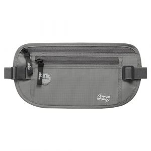 MoKo Pochette Ceinture de Voyage Sécurisée,Sac Banane de Sécurité avec Poche Secrète pour Hommes et Femmes,Sacoche de Cacher et Protéger,Paquet Imperméable avec l'ouverture d'écouteur- Gris (KnoWhite, neuf)