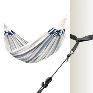 La Siesta® Hamac classique Brisa XL King avec support d'arbre – Kit de suspension pour intérieur et extérieur – Résistant aux intempéries et aux déchirures – Sel de mer (LA SIESTA, neuf)