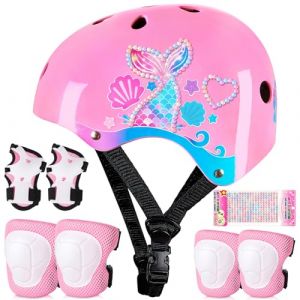 Casque V&eacute;lo Enfant Sets de Protection Enfant de 3-8 Ans R&eacute;glables Kit de Protection Set pour Rollers Skate Trottinette Skateboard (Unicorn Castle EU, neuf)