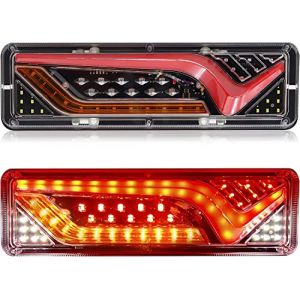 Biqing 2PCS Feux Arri&egrave;re LED 24V, Multifonctionnel Feux Remorque LED Feux Stop Clignotant Dynamique Lampe pour Camion Remorque Caravane Tracteur (YuanGu, neuf)